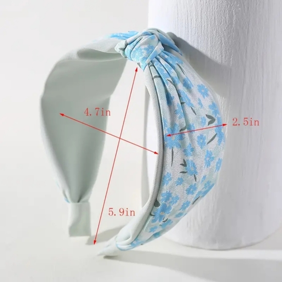 Just-Jen's Fashion Light Blue Floral Knotted Style Headband. NWT - Picture 7 of 11